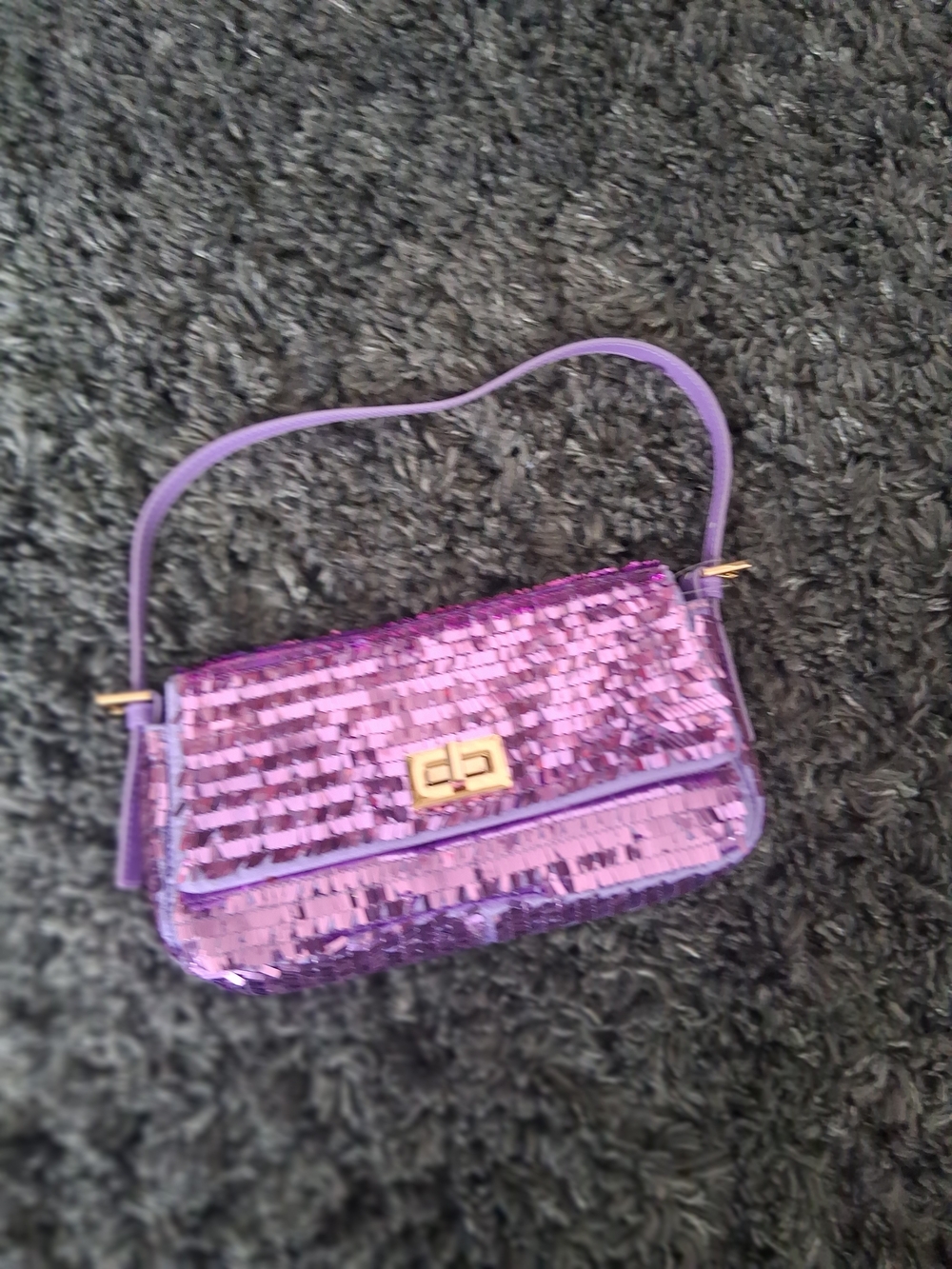 H& M Purple Sequin Shoulder Bag for Women - Picture 2 of 5